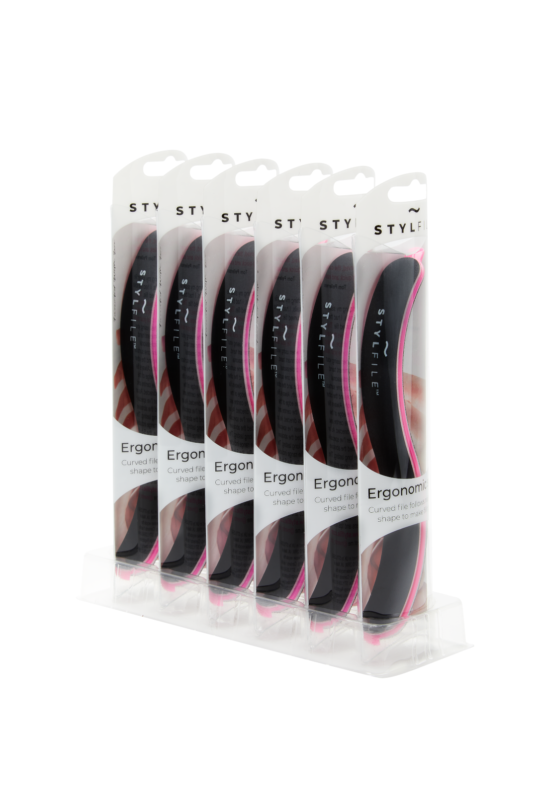 Curved 3-in-1 Ergonomic Nail File 6 Pack